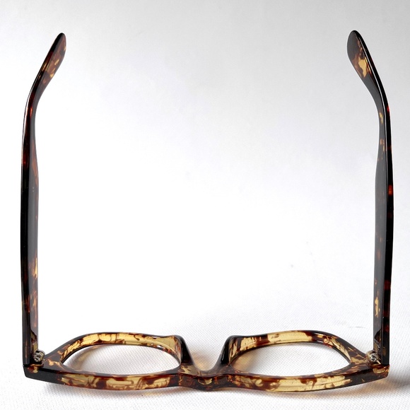 Vintage +3.25 WIDE FIT Reading Glasses Tortoise Handsome Rectangular Horn Rimmed - Picture 10 of 13